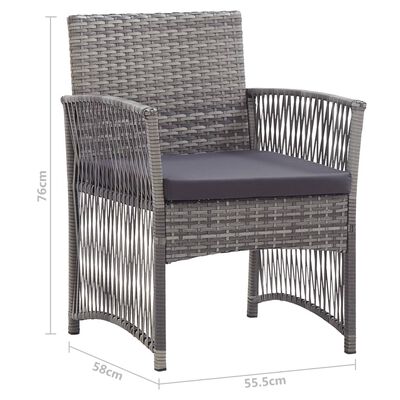 vidaXL Garden Armchairs with Cushions 2 pcs Anthracite Poly Rattan