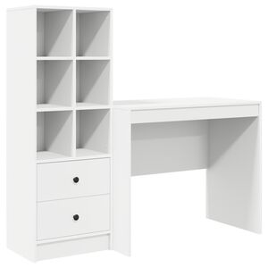 vidaXL Desk with Drawer with Shelf with Storage 2 pcs White