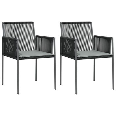 vidaXL 3 Piece Garden Dining Set with Cushions Black Poly Rattan and Steel