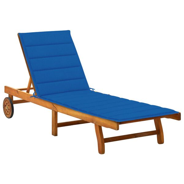 vidaXL Garden Sun Lounger with Cushion Solid Acacia Wood