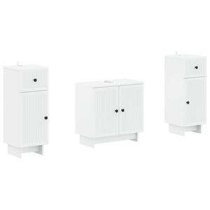 vidaXL 2 Piece Bathroom Cabinet Set EDE White Engineered Wood