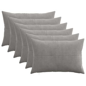 vidaXL Cushion Cover 6 pcs ALMELO Light Grey 30 x 50 cm Corduroy