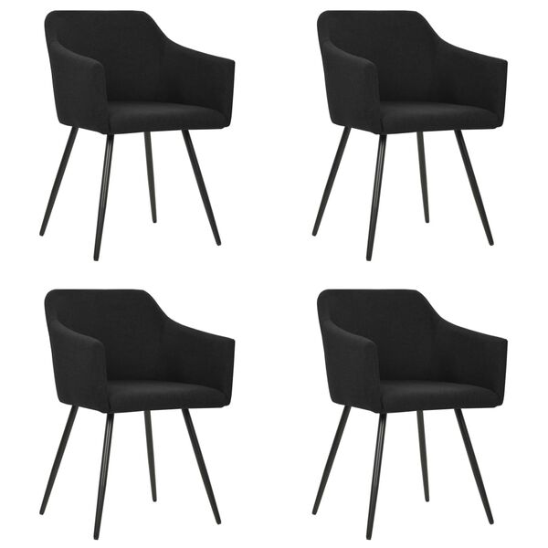 vidaXL Dining Chairs 4 pcs Black Fabric