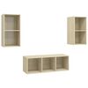 vidaXL 3 Piece TV Cabinet Set Sonoma Oak Engineered Wood