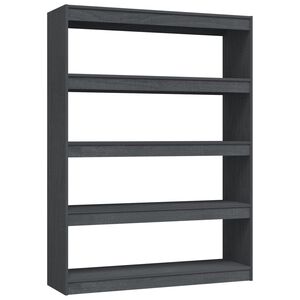 vidaXL Book Cabinet/Room Divider Grey 100x30x135,5 cm Solid Wood Pine