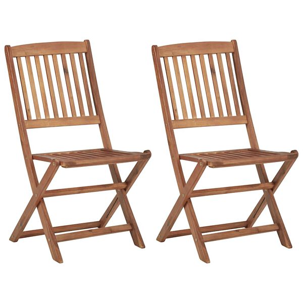 vidaXL Folding Garden Chairs 2 pcs with Cushions Solid Wood Acacia