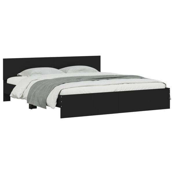 vidaXL Bed Frame with LED without Mattress Black 180x200 cm Super King