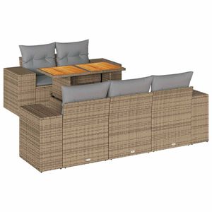 vidaXL 6 Piece Garden Sofa Set with Cushions Beige Poly Rattan