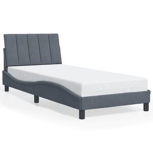 vidaXL Bed Frame without Mattress "Hanko" Dark Grey 90x190 cm Velvet
