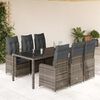 vidaXL 7 Piece Garden Bistro Set with Cushions Grey Poly Rattan