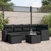vidaXL 7 Piece Garden Sofa Set with Cushions Black Poly Rattan