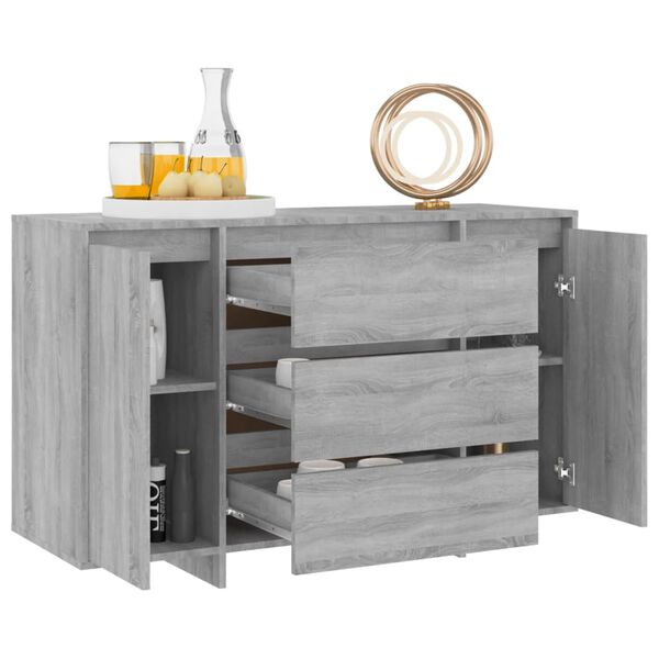 vidaXL Sideboard with 3 Drawers Grey Sonoma 120x41x75 cm Engineered Wood