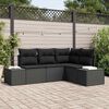 vidaXL Garden Sofa Set 4 pcs Black Poly Rattan