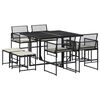 vidaXL 9 Piece Garden Dining Set with Cushions Black Poly Rattan