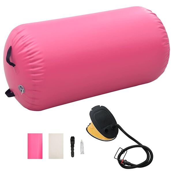 vidaXL Inflatable Gymnastic Roll with Pump 120x75 cm PVC Pink