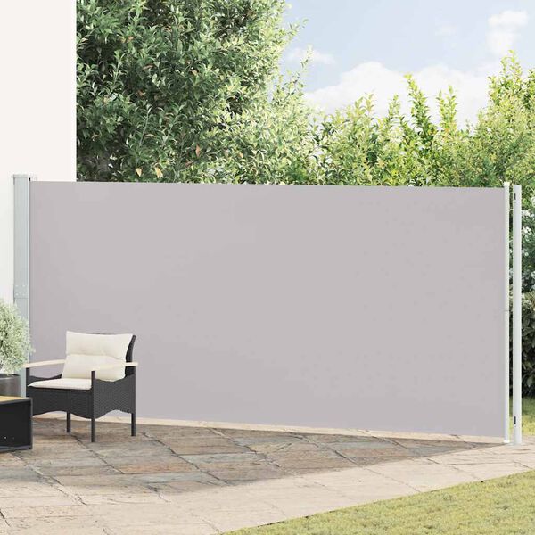 vidaXL Patio Retractable Side Awning 180x600 cm Grey
