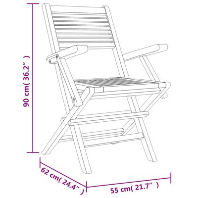 vidaXL Folding Garden Chairs 6 pcs 55x62x90 cm Solid Wood Teak