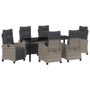 vidaXL Garden Dining Set 7 pcs Grey Poly Rattan