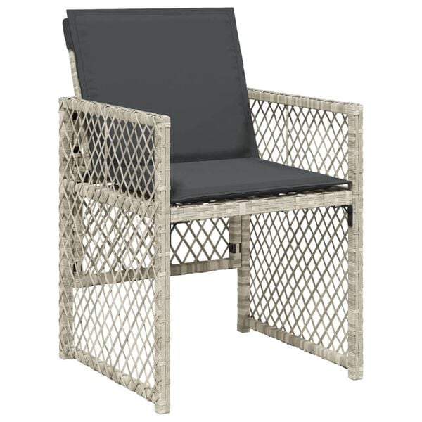 vidaXL 9 Piece Garden Dining Set with Cushions Light Grey Poly Rattan