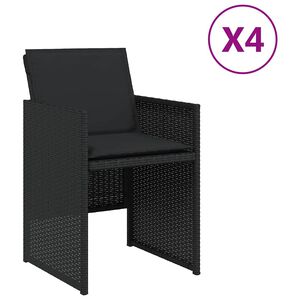 vidaXL Garden Chairs with Cushions 4 pcs Black Poly Rattan