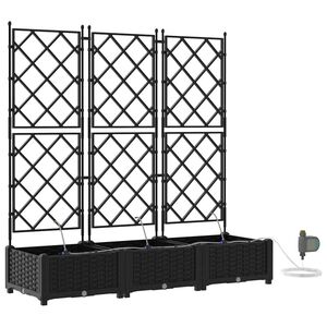 vidaXL Garden Planter 3 pcs Black 120 x 40 x 126 cm PP