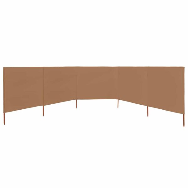 vidaXL 5-panel Wind Screen Fabric 600x120 cm Taupe