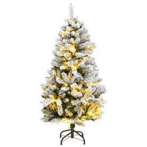 vidaXL Artificial Hinged Christmas Tree | Green and white | PVC and metal