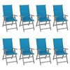 vidaXL Garden Reclining Chairs with Cushions 8 pcs Grey Wood Acacia