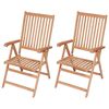 vidaXL Reclining Folding Chairs 2 pcs Solid Teak Wood