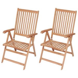 vidaXL Reclining Folding Chairs 2 pcs Solid Teak Wood