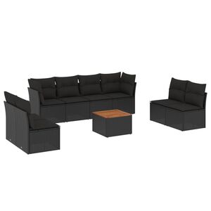 vidaXL 9 Piece Garden Sofa Set with Cushions Black Poly Rattan