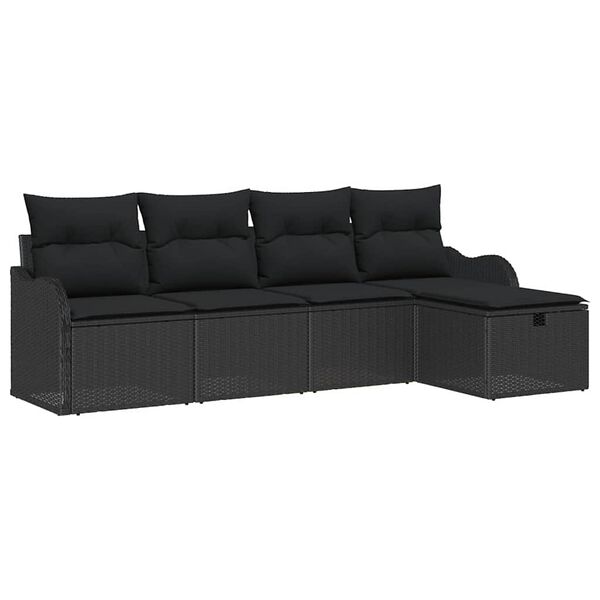 vidaXL Garden Sofa Set with Cushion Manual 5 pcs Black Poly rattan