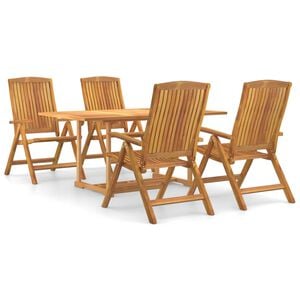 vidaXL 5 Piece Garden Dining Set Solid Wood Teak