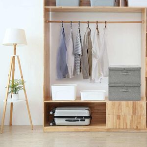 vidaXL Storage boxes Non-woven fabric 2 compartments Grey