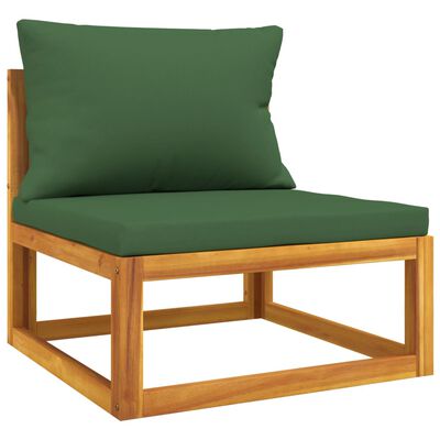 vidaXL 6 Piece Garden Lounge Set with Green Cushions Solid Wood