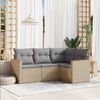 vidaXL 4 Piece Garden Sofa Set with Cushions Mix Beige Poly Rattan