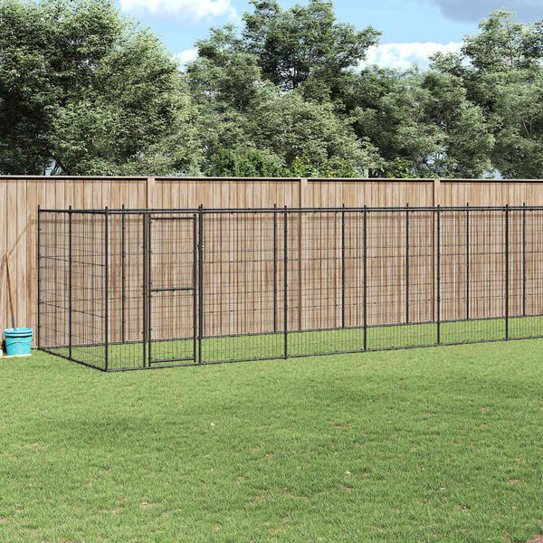 vidaXL Outdoor Dog Kennel Steel 26.62 m²