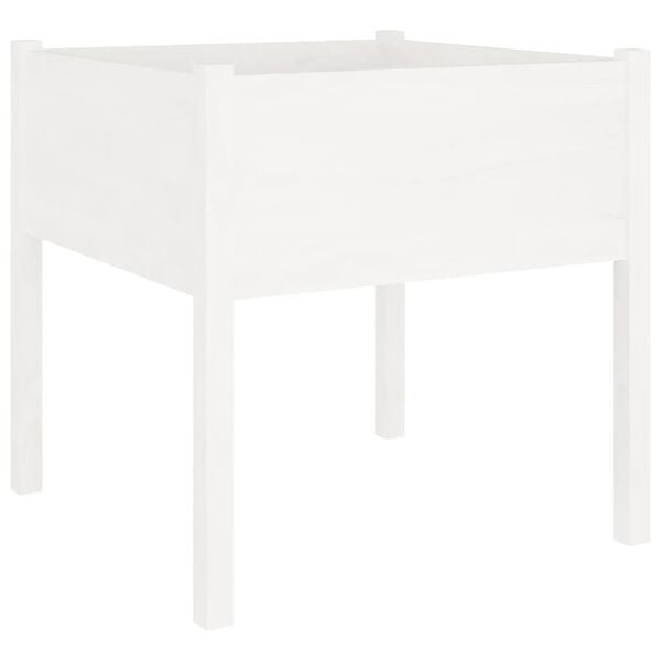 vidaXL Garden Planter White 70x70x70 cm Solid Pinewood
