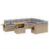 vidaXL 10 Piece Garden Sofa Set with Cushions Beige Poly Rattan