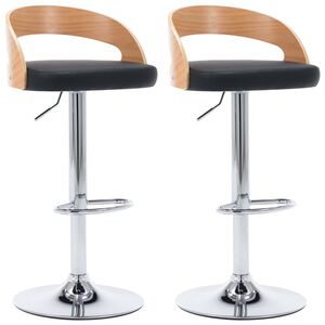 vidaXL Bar Stools 2 pcs Black Faux Leather and Bentwood