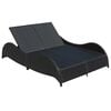 vidaXL Double Sun Lounger with Cushion Poly Rattan Black