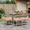 vidaXL 9 Piece Garden Dining Set with Cushions Mix Beige Poly Rattan