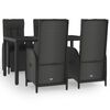 vidaXL 5 Piece Garden Dining Set with Cushions Black Poly Rattan