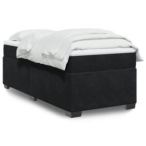vidaXL Box Spring Bed with Mattress Black King Single Velvet