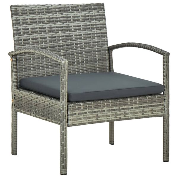 vidaXL Garden Chair with Cushion Poly Rattan Grey