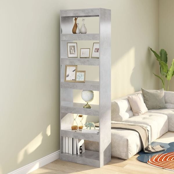 vidaXL Book Cabinet/Room Divider Concrete Grey 60x30x198 cm