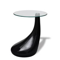 vidaXL Coffee Table with Round Glass Top High Gloss Black