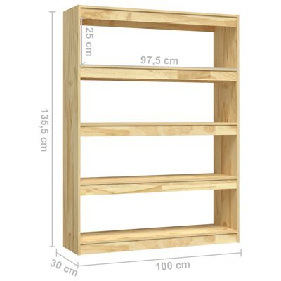 vidaXL Book Cabinet/Room Divider 100x30x135.5 cm Solid Pinewood