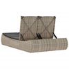 vidaXL Double Sun Lounger with Cushions Light Grey Poly Rattan