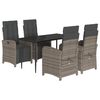 vidaXL 5 Piece Garden Dining Set with Cushions Grey Poly Rattan